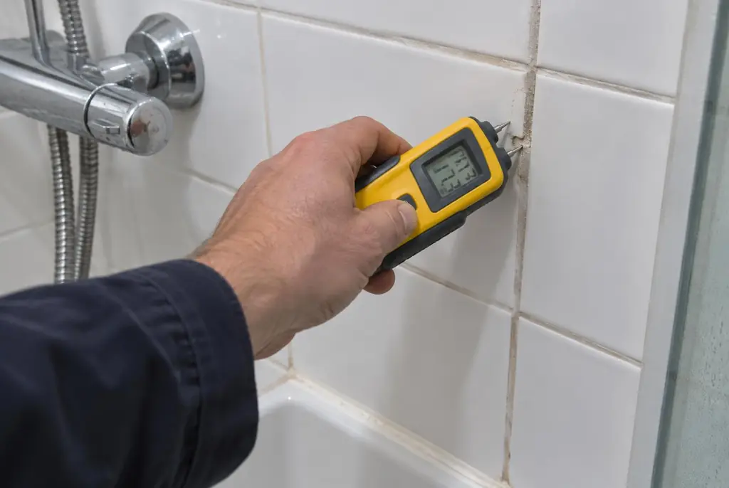 Lekdetectie Arnhem – vochtmeter op badkamertegels bij de douche